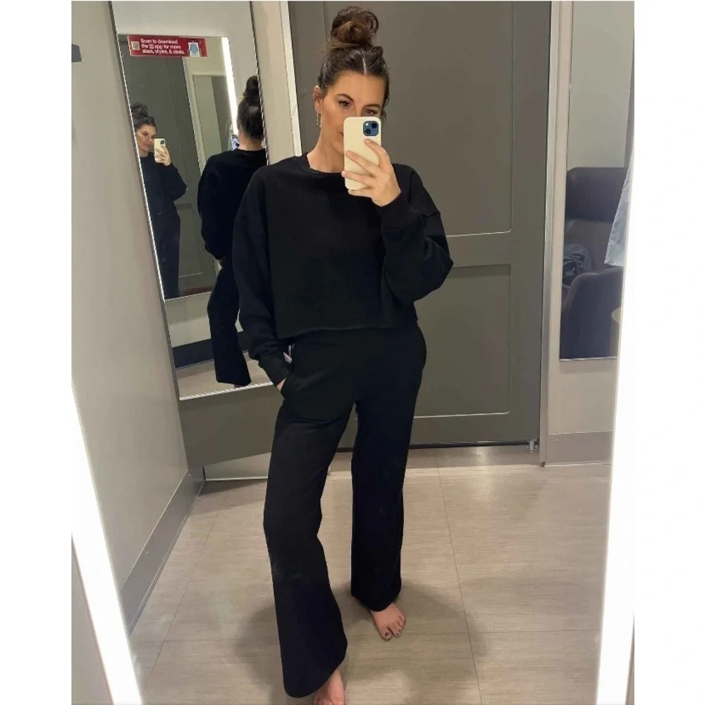 Women's High-Rise Wide Leg French Terry
Sweatpants - Wild Fable Black - Picture 8 of 8